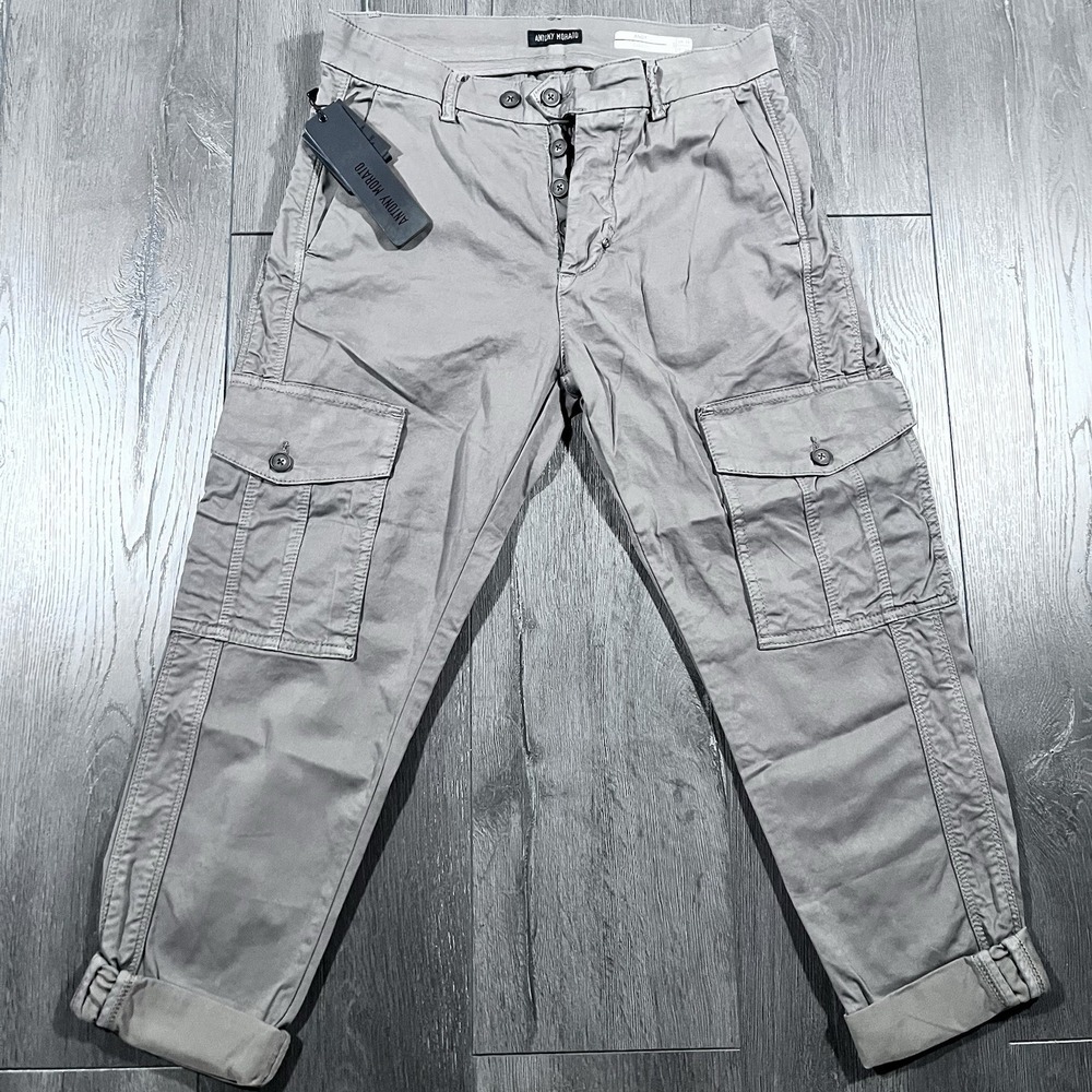 NEW Antony Morato Mens Cargo Pants 30x26 European Style Button Fly Army Green UK